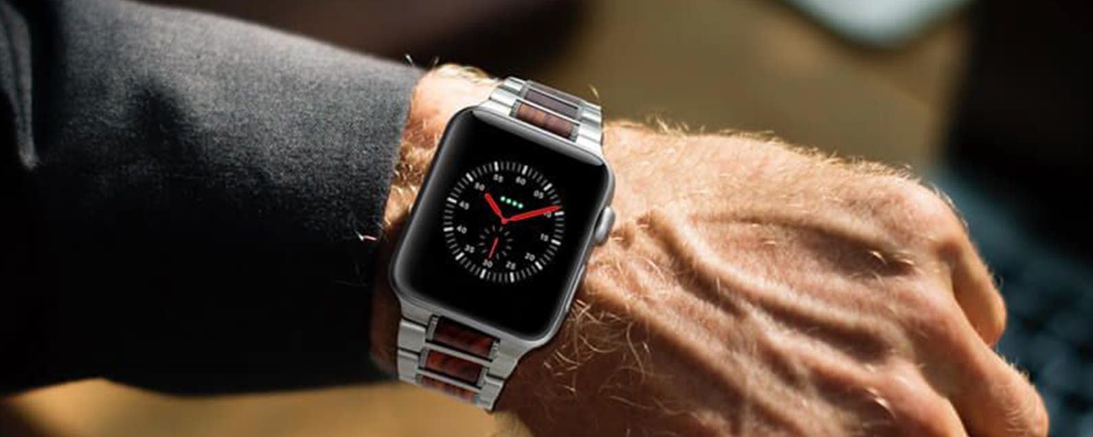 Affordable Stainless Steel & Sandalwood Luxury Band for the Apple Watch